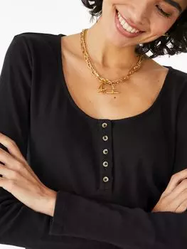 hush Топ на пуговицах с длинными рукавами, Черный