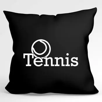 Huuraa Cushion Декоративная подушка для теннисного мяча с наполнителем, размер 40 x 40 см, черная с мотивом для всех любителей тенниса. Идея подарка для друзей и семьи Hellweg Druckerei