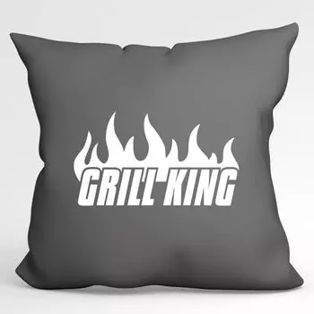 Huuraa Cushion Grill King Flames Декоративный чехол на подушку без наполнителя 40 x 40 см Серый стальной с мотивом для всех мастеров гриля Hellweg Druckerei
