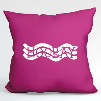 Huuraa Cushion Hooray Hurra Декоративная подушка с наполнителем Размер 40x40 см Цвет фуксии со стильным мотивом Идея подарка для друзей и семьи Hellweg Druckerei