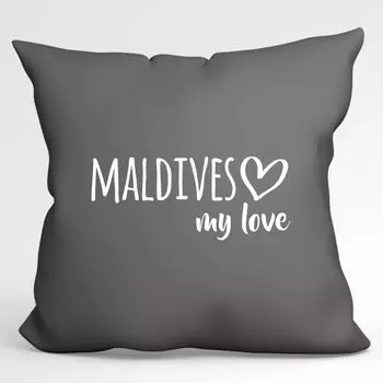 Huuraa Cushion Maldives my love декоративная подушка с наполнителем размер 40х40см Серый Сталь для всех любителей Мальдивских островов. Идея подарка для друзей и семьи Hellweg Druckerei