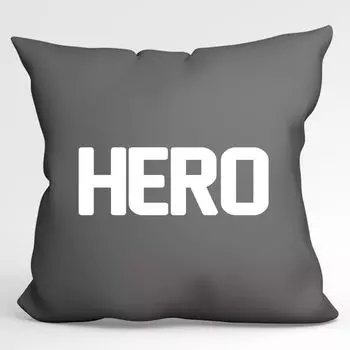 Huuraa Hero Pillow Декоративная подушка с наполнителем, размер 40x40 см, стально-серый цвет, с мотивом для всех героев повседневности. Идея подарка для друзей и семьи Hellweg Druckerei