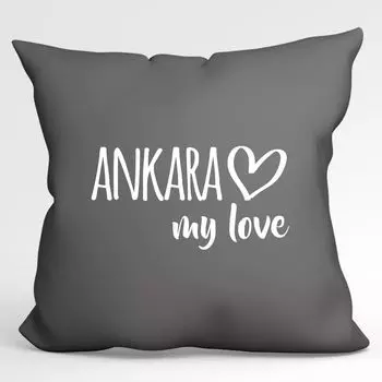 Huuraa Pillow Ankara my love декоративная подушка с наполнителем 40x40см, размер Steel Grey для всех поклонников Анкары, Турция, идея подарка для друзей и семьи Hellweg Druckerei