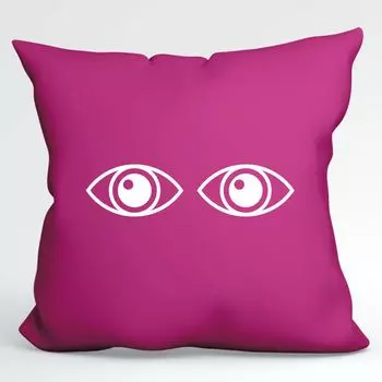 Huuraa Pillow Eyes Декоративная подушка с наполнителем, размер 40x40 см, цвет фуксии, стильный мотив. Идея подарка для друзей и семьи Hellweg Druckerei