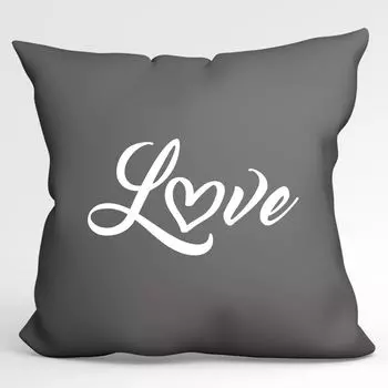 Huuraa Pillow Love Heart Декоративная подушка с наполнителем Размер 40х40см Серый стальной с мотивом для любимых Идея подарка для друзей и семьи Hellweg Druckerei