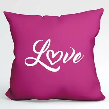 Huuraa Pillow Love Heart Декоративная подушка с наполнителем Размер 40х40см Цвет фуксии с мотивом для любимых Идея подарка для друзей и семьи Hellweg Druckerei