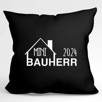 Huuraa Pillow Mini Builder 2024 Дом Декоративная наволочка без наполнителя Размер 40x40 см Черный с мотивом для строителей Идея подарка для друзей и семьи Hellweg Druckerei
