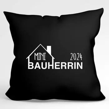 Huuraa Pillow Mini Builder 2024 Дом Декоративная наволочка без наполнителя Размер 40x40 см Черный с мотивом для строителей Идея подарка для друзей и семьи Hellweg Druckerei