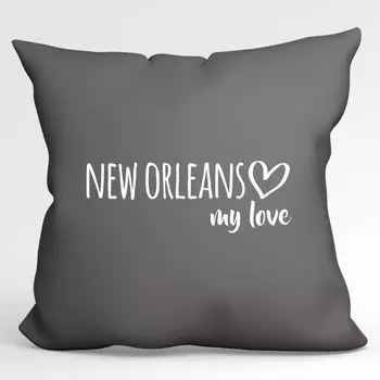 Huuraa Pillow New Orleans my love декоративная подушка с наполнителем размер 40x40см Steel Grey для всех поклонников Нового Орлеана США идея подарка для друзей и семьи Hellweg Druckerei