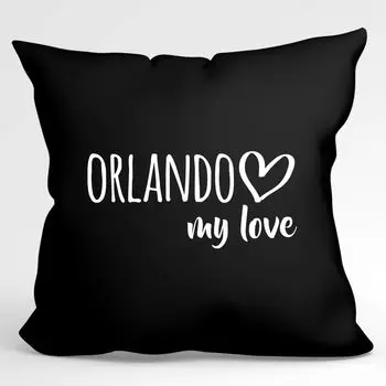 Huuraa Pillow Orlando my love Декоративная наволочка без наполнителя, размер 40х40см. Черный для всех поклонников Орландо, США Идея подарка для друзей и семьи Hellweg Druckerei