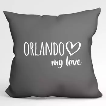 Huuraa Pillow Orlando my love Декоративная подушка с наполнителем размером 40x40см Steel Grey для всех поклонников Орландо США Идея подарка для друзей и семьи Hellweg Druckerei