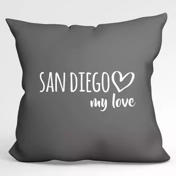Huuraa Pillow San Diego my love декоративная подушка с наполнителем 40x40см размер Steel Grey для всех поклонников Сан-Диего США идея подарка для друзей и семьи Hellweg Druckerei