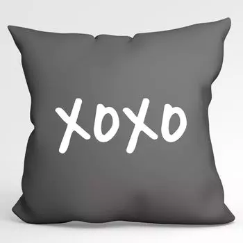 Huuraa Pillow XOXO Kiss Декоративная подушка с наполнителем, размер 40x40 см, стально-серый цвет, со стильным мотивом. Идея подарка для друзей и семьи Hellweg Druckerei