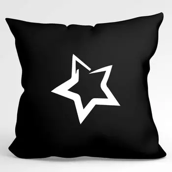 Huuraa Star Pillow Декоративная подушка со звездой и наполнителем, размер 40x40 см, черная, со стильным мотивом. Идея подарка для друзей и семьи Hellweg Druckerei