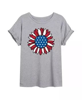 Hybrid Apparel Модная футболка оверсайз с рисунком подсолнуха для юниоров Good Vibes Llc, серый