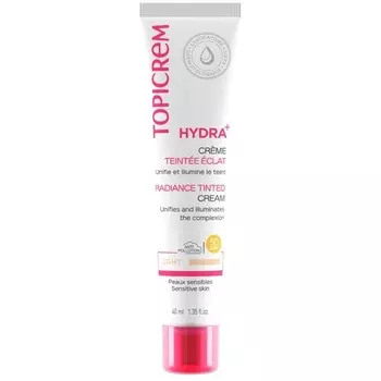 HYDRA+ Тональный крем с легким сиянием, увлажняющий крем для чувствительной и обезвоженной кожи для взрослых и подростков, 24-часовая защита от влаги Topicrem