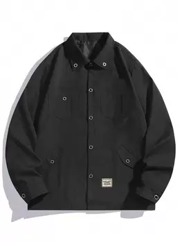 Hypemode, Ковбойская рубашка на пуговицах с длинными рукавами, буквенный узор, легкая ткань, для мужчин Manfinity, черный