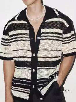 Hypemode Мужская рубашка простой вязки с короткими рукавами для повседневной носки Manfinity, мультиколор