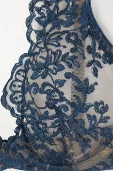 I.D. SARRIERI Бюстгальтер с треугольными чашечками на косточках из тюля с вышивкой Royal Jewel, военно-морской