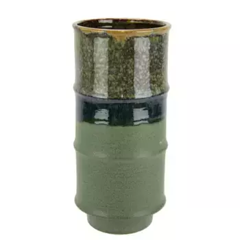 И.ГЕ.А. Декоративная ваза "Ваза для цветов из керамики, рифленая, цилиндрической формы, матовая блестящая", (1 шт), керамическая ваза, декор, ваза для цветов, веток и искусственных цветов I.Ge.A., зеленый