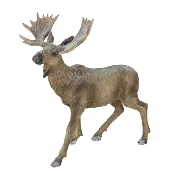 И.ГЕ.А. Фигурка животного «фигура лося, заснеженная», декоративные фигурки оленей, скульптура, рождественская фигурка, рождественское украшение, лесное животное I.Ge.A., цвет natur