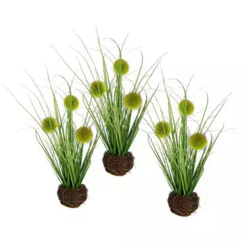 И.ГЕ.А. Искусственная трава «Искусственная трава 'Пуговица'», в гнезде из хвороста, набор из 3 шт I.Ge.A., зеленый