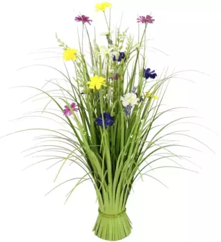 И.ГЕ.А. Искусственная трава "С цветами космея", трава кустовая, искусственная, декоративная трава I.GE.A. 32х68х32 см, цвет bunt