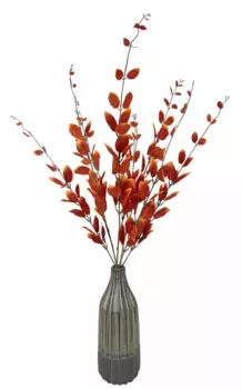И.ГЕ.А. Искусственная ветка "Эвкалипт", искусственная декоративная ветка, листовая ветка, искусственные цветы I.GE.A. 50х100х20 см, темно-оранжевый