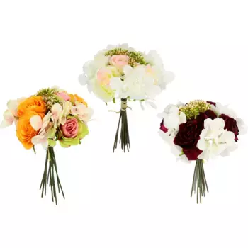 И.ГЕ.А. Искусственное растение «Букет роз с гортензиями», 30 см I.Ge.A., бордовый/светло-розовый/оранжевый