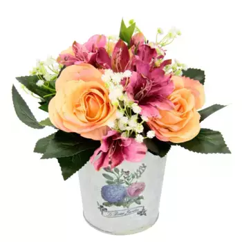 И.ГЕ.А. Искусственное растение «Композиция из роз в цинковом горшке» I.Ge.A., розовый