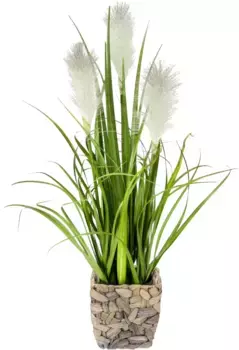 И.ГЕ.А. Искусственное растение "Пампасная трава", с кашпо, искусственная пампасная трава I.GE.A. 20х55х20 см, белый
