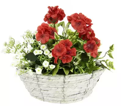 И.ГЕ.А. Искусственный цветок "Композиция из герани с цветами" I.GE.A. 36х30х25 см, красный