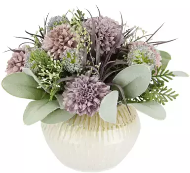 И.ГЕ.А. Искусственный цветок "композиция из георгинов и лука" I.GE.A. 25х21х25 см, лиловый