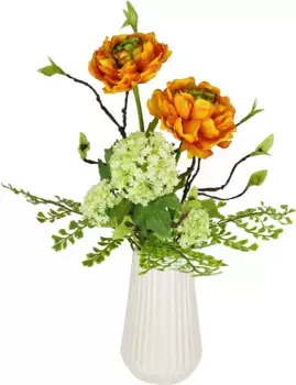 И.ГЕ.А. Искусственный цветок "Композиция Лютик", керамическая ваза I.GE.A. 23х44х14 см, цвет orange