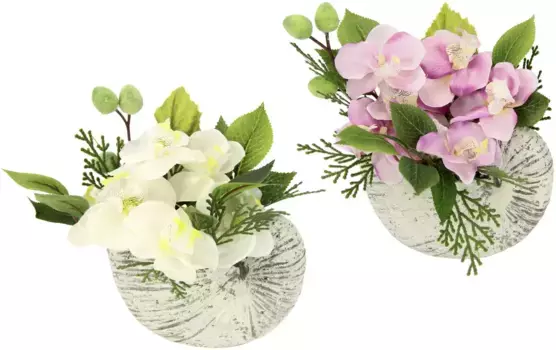 И.ГЕ.А. Искусственный цветок "Орхидея", 17 см I.GE.A. 20х17х10 см, розовый/белый