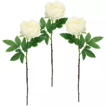 И.ГЕ.А. Искусственный цветок «Пионовая фермерская роза», одиночный цветок пиона, набор из 3 шт I.Ge.A., белый