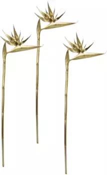 И.ГЕ.А. Искусственный цветок "Стрелиция", экзотическая декоративная ветка, тропический цветок, набор из 3 шт I.GE.A. 27х95х5 см, цвет goldfarben