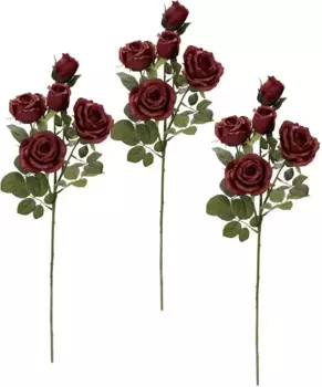И.ГЕ.А. Искусственный цветок "Ветка розы", набор 3 шт I.GE.A. 18х73 см, темно-красный