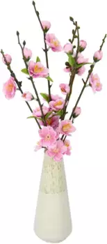 И.ГЕ.А. Искусственный цветок "Вишневый букет", керамическая ваза I.GE.A. 8х41х8 см, розовый