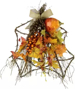 И.ГЕ.А. Искусственный венок "Декоративный лист из ротанга" I.GE.A. 49х49х8 см, цвет orange