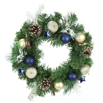 И.ГЕ.А. Искусственный венок «Украшенный рождественский венок шар/звезда/яблоко/конус», еловый венок Рождественский искусственно украшенный Адвент венок I.Ge.A., цвет blau