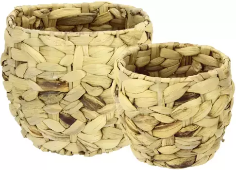 И.ГЕ.А. Кашпо "Из водного гиацинта", набор из 2 шт., горшки для растений из водяного гиацинта I.GE.A. 19,5х17 см, цвет natur