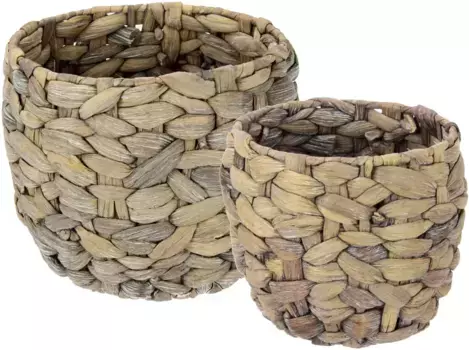 И.ГЕ.А. Кашпо "Из водного гиацинта", набор из 2 шт., горшки для растений из водяного гиацинта I.GE.A. 19,5х17 см, лиловый