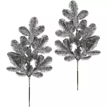 И.ГЕ.А. Зимнее искусственное растение "искусственная ветка с блестками, в морозном виде", со льдом, набор из 2 шт., чёрное, рождественское украшение I.Ge.A., черный