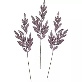 И.ГЕ.А. Зимнее искусственное растение "искусственная ветка, искусственная новогодняя ветка", с блестками и декоративными камнями, набор из 3 штук, новогоднее украшение I.Ge.A., цвет mauve