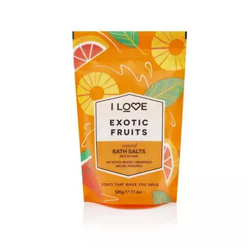 I Love Ароматизированная соль для ванн успокаивающая и расслабляющая Exotic Fruits 500г