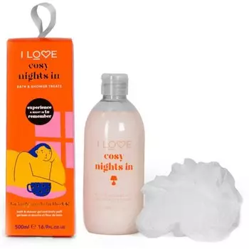 I love... Bathtime Treats Cosy Nights In, гель для душа, 500 мл + мочалка