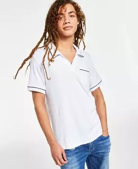 И.н.к. мужская рубашка поло стандартного кроя с карманами и отделкой из искусственной кожи international concepts, созданная для macy's INC International Concepts, мульти