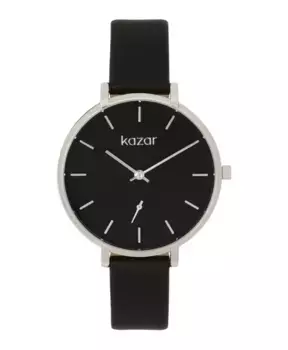 И серебряные часы с кожаным ремешком Kazar, черный