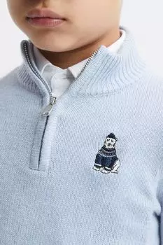 И водолазка на шее и шерстяной мотив с короткой молнией Reiss Reiss, синий